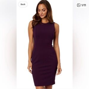 Calvin Klein Scuba Sleeveless Sheath Dress Dark Eggplant Purple size 12.